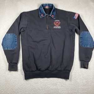 Vintage Chicago Fire Department Sweatshirt Large 1/4 Zip Union USA Made CFD 90s
